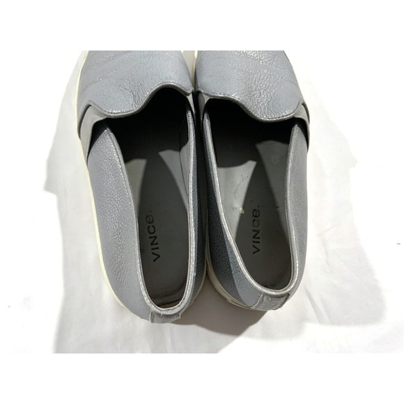 Vince Pewter Color Grey Grain Leather Slip On Sneakers Shoes Women's 8.5 M - Picture 10 of 12